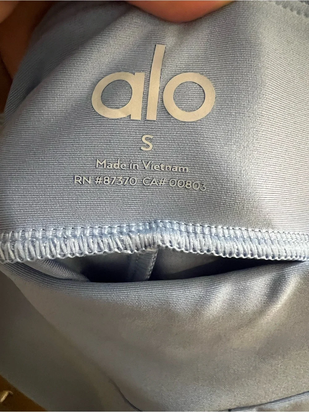 Alo Yoga Womens Airlift High Waist Conceal Zip Capri Small Light Blue